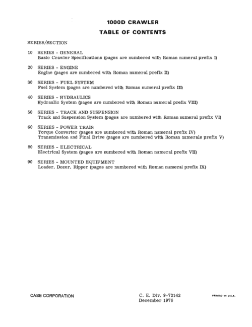 Case 1000D Crawler Dozer Service Manual