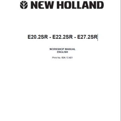 New Holland E20.2SR, E22.2SR and E27.2SR Mini Excavator Manual