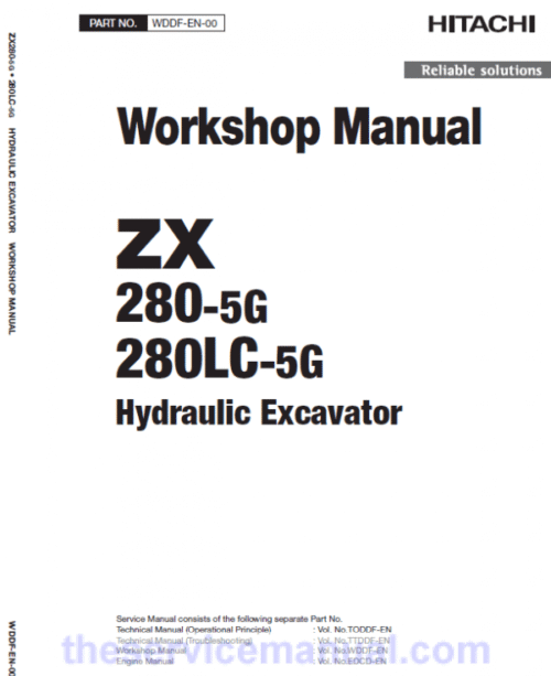 Hitachi ZX280-5G and ZX280LC-5G ZAXIS Excavator Repair Manual