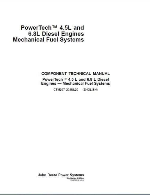 John Deere PowerTech 4.5L, 6.8L Diesel Engines Component Technical Manual