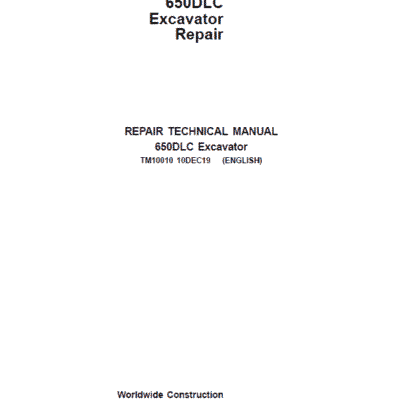 John Deere 650DLC Excavator Repair Service Manual