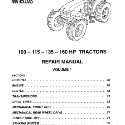 Cart New Holland 100 HP, 115 HP, 135 HP, 160 HP Tractor Service Manual