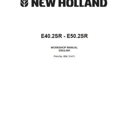 New Holland E40.2SR and E50.2SR Mini Excavator Service Manual