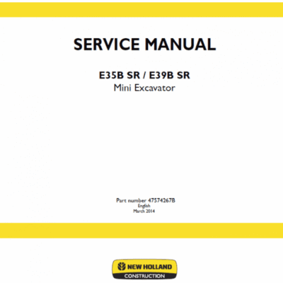 New Holland E35BSR, E39BSR Mini Excavator Service Manual