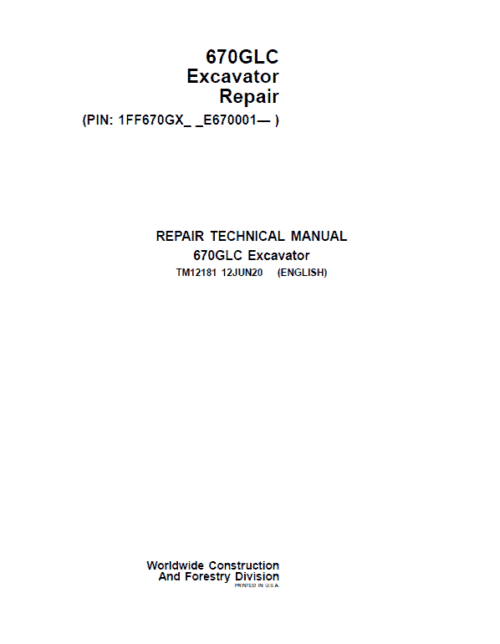 John Deere 650DLC Excavator Repair Service