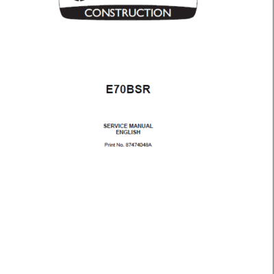 New Holland E70BSR Midi Excavator Service Manual