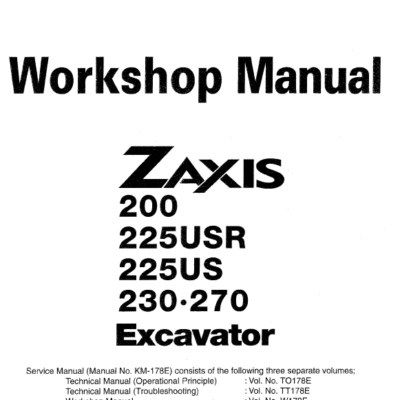 Hitachi ZX200, ZX225USR, ZX230 and ZX270 ZAXIS Excavator Repair Manual
