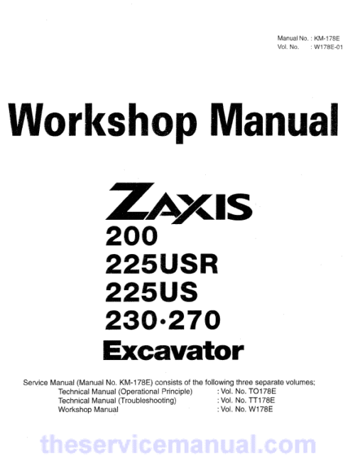 Hitachi ZX200, ZX225USR, ZX230 and ZX270 ZAXIS Excavator Repair Manual