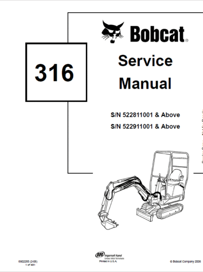 Bobcat 316 Excavator Service Manual