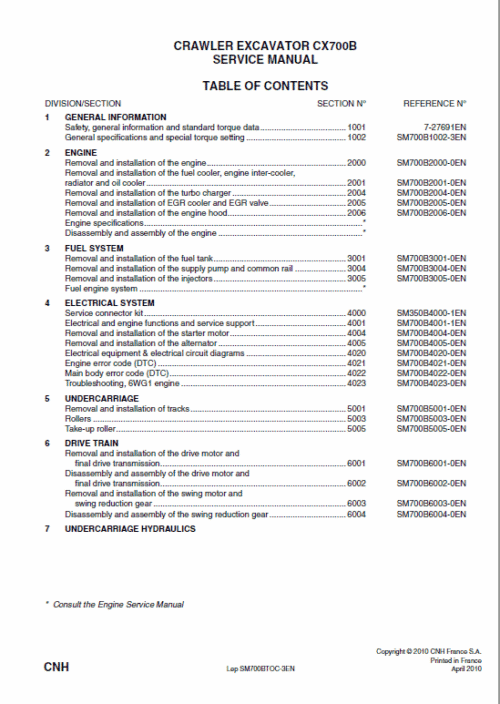 Case CX700B Crawler Service Repair Manual