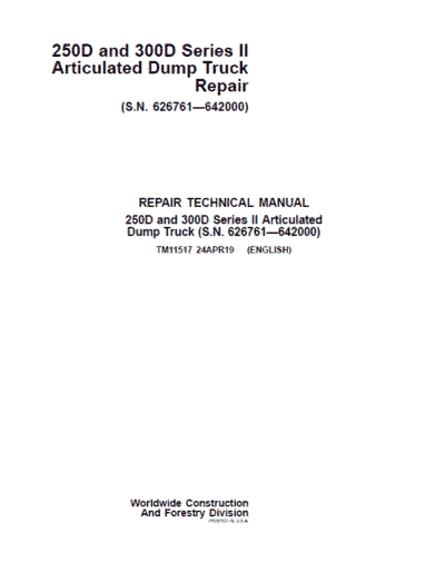 John Deere 250D, 300D Series 2 Dump Truck Service Manual