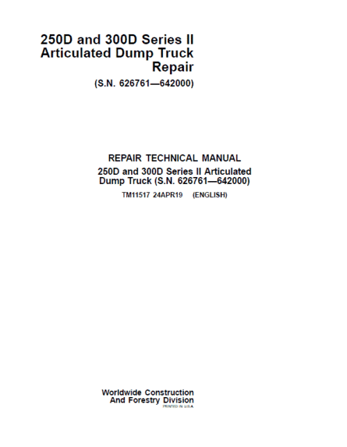 John Deere 250D, 300D Series 2 Dump Truck Service Manual