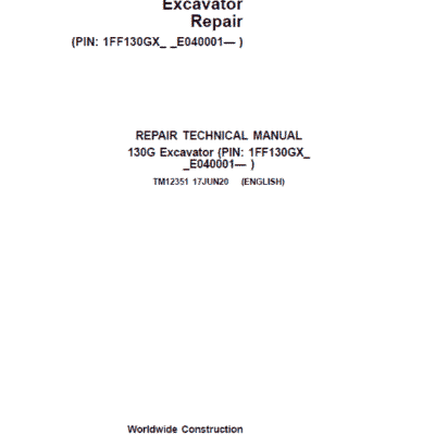 Cart John Deere 130GLC Excavator Repair Services Manual