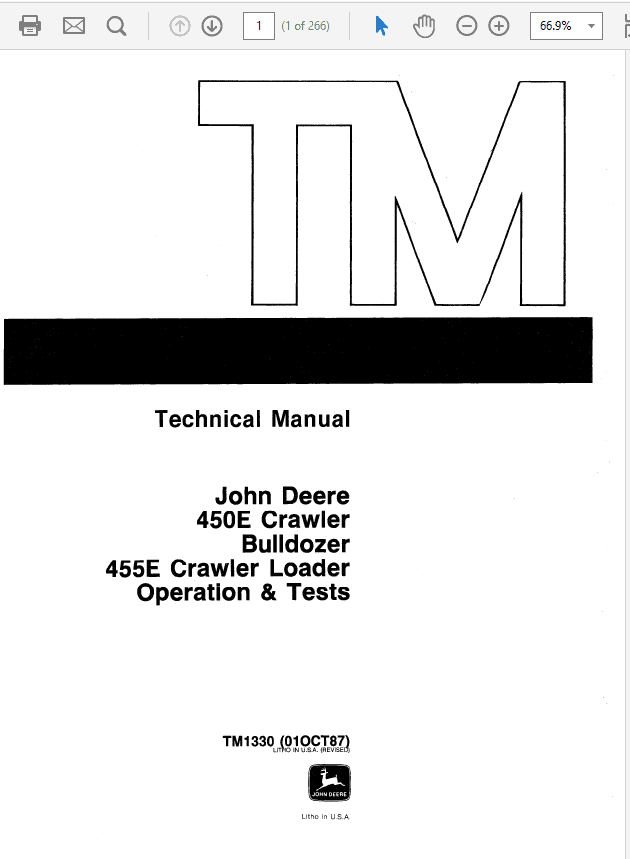John Deere 450E, 455E Crawler Bulldozer Loader Service Manual John Deere 450E, 455E Crawler Bulldozer Loader Service Manual