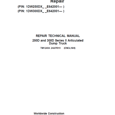 John Deere 250D, 300D Series 2 Dump Truck Technical Manual (S.N. after E642001 – )