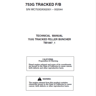 Cart John Deere 753G Feller Buncher Service Repair Manual