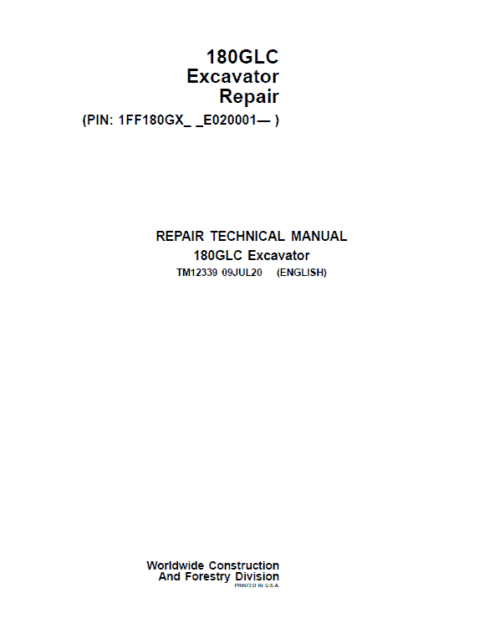 John Deere 180GLC Excavator Repair Service