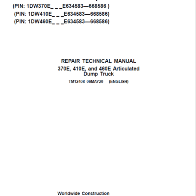 Cart John Deere 370E, 410E, 460E Articulated Dump Truck Service Manual
