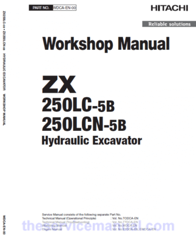 Hitachi ZX250LC-5B and ZX250LCN-5B ZAXIS Excavator Repair Manual