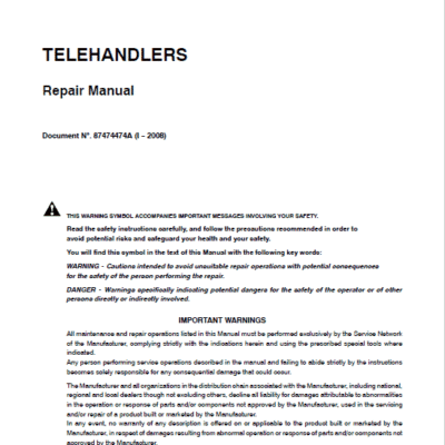 New Holland LM732 Telehandlers Service Manual