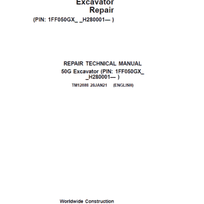 John Deere 50G Excavator Repair Service Manual