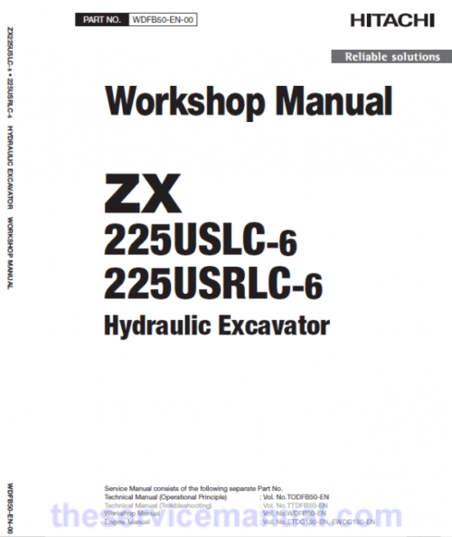 Hitachi ZX225US-6, ZX225USR-6, ZX225USLC-6, ZX225USRLC-6 ZAXIS Excavator Repair Manual