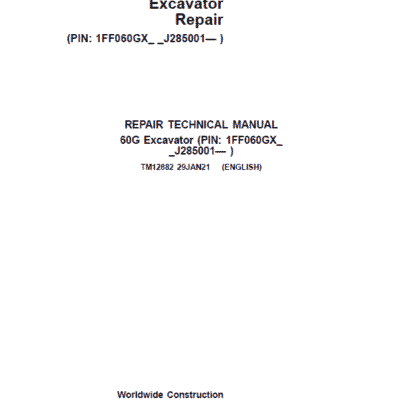 John Deere 60G Excavator Repair Service Manual