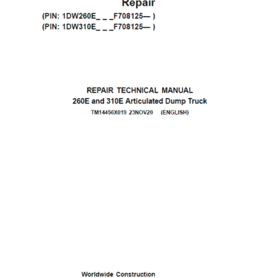 Cart John Deere 260E, 310E Articulated Dump Truck Technical Manual (S.N. F708125 – )