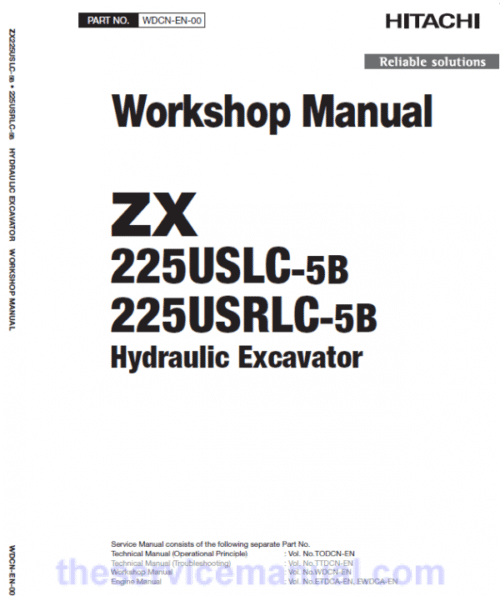 Hitachi ZX225USLC-5B and ZX225USRLC-5B ZAXIS Excavator Repair Manual