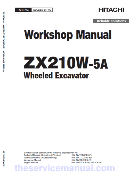 Hitachi ZX210W-5A ZAXIS Excavator Repair Manual