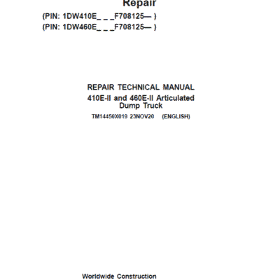 John Deere 410E II, 460E II Articulated Dump Truck Services Manual