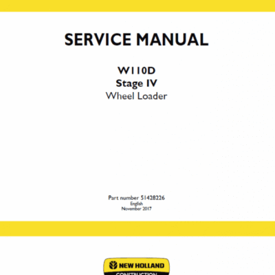 Cart New Holland W110D Tier 4B Wheel Loader Service Manual
