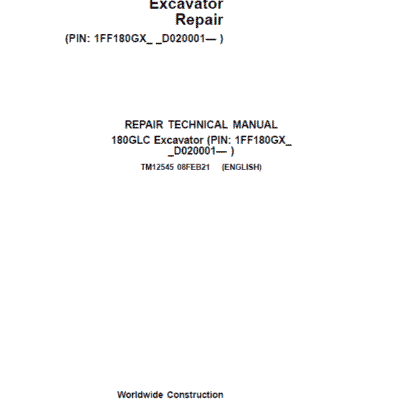 John Deere 180GLC Excavator Repair Services Manual