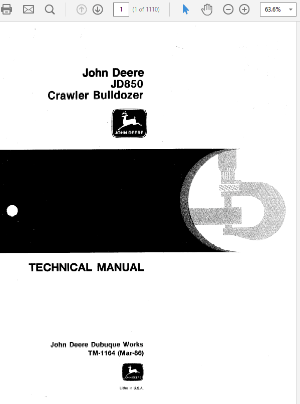 John Deere 850 Crawler Repair Technical Manual (TM1164) John Deere 850 Crawler Repair Technical Manual (TM1164) - Image 2