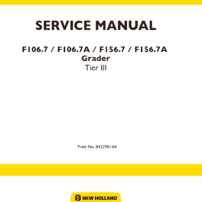 Cart New Holland F106.7 and F156.7 Grader Manual