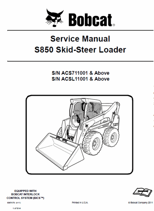 Bobcat S850 Skid-Steer Loader Service Manual