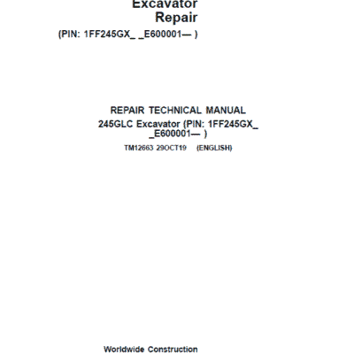John Deere 245GLC Excavator Repair Service Manual