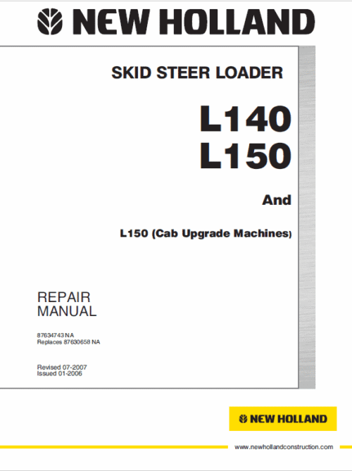 New Holland L140 and L150 SkidSteer Service Manual