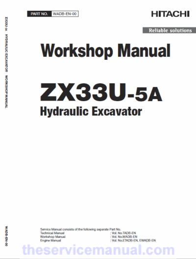 Hitachi ZX33U-5A Mini Excavator Service Repair Manual