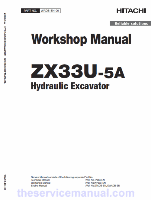 Hitachi ZX33U-5A Mini Excavator Service Repair Manual