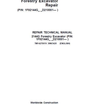 John Deere 2144G Forestry Excavator Repair Service Manual