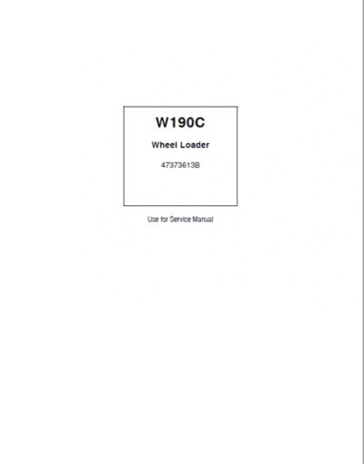 New Holland W190C Wheel Loader Service Manual