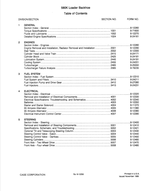 Case 580k Backhoe Service Repair Manual