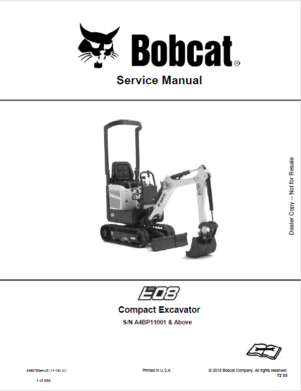 Bobcat E08 Excavator Repair Service Manual Bobcat E08 Excavator Repair Service Manual