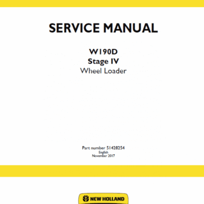 New Holland W190D Tier 4B Wheel Loader Service Manual