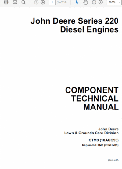 John Deere 220 Diesel Engines Service Manual