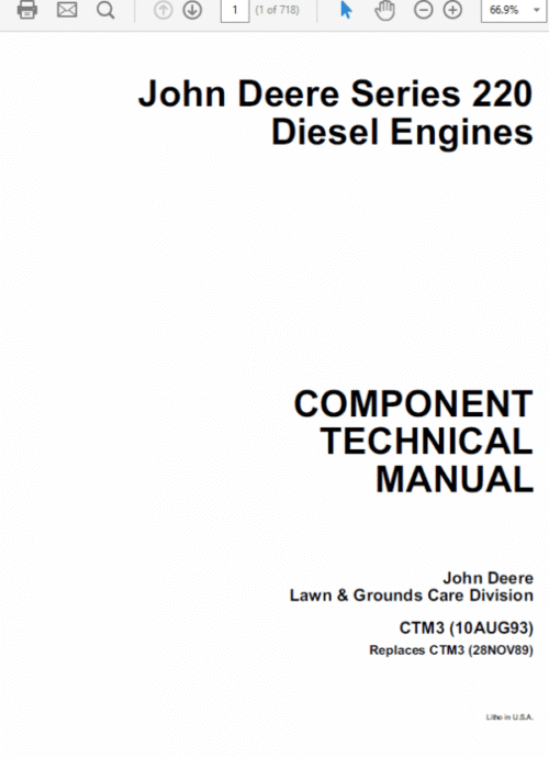 John Deere 220 Diesel Engines Service Manual
