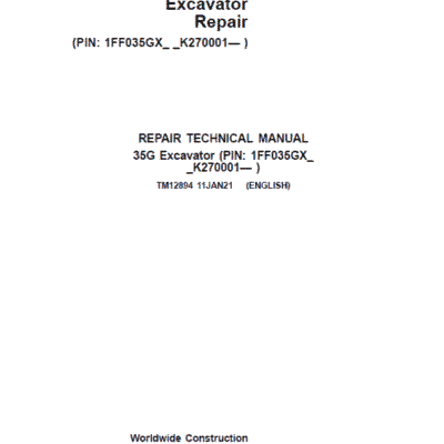 John Deere 35G Excavator Repair Service Manual