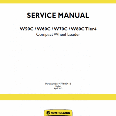 New Holland W50C, W60C, W70C, W80C Tier 4 Loader Service Manual