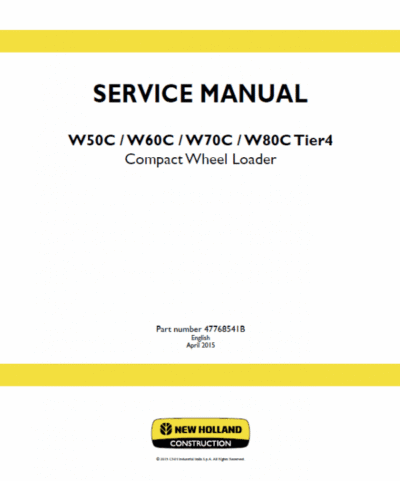 New Holland W50C, W60C, W70C, W80C Tier 4 Loader Service Manual